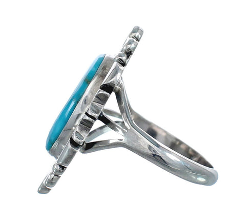 Native American Sterling Silver Turquoise Hand Crafted Ring Size 9-3/4 AX128540